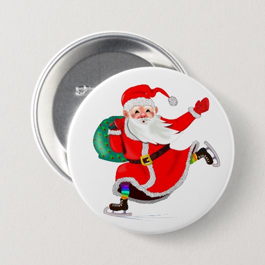 Kerst Button Santa met Cadeaus (Voorkant /achterkant)