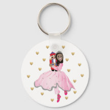 Kerst Button sleutelhanger Dk bruin haar Notenkrak