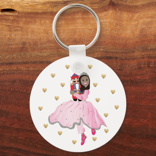 Kerst Button sleutelhanger Dk bruin haar Notenkrak (Voorkant)