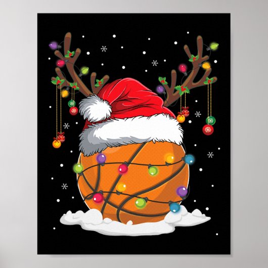 Kerst Bysketbyll Rendier Fun Kerstman Hoed Xmas K Poster (Voorkant)