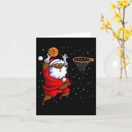 Kerst Bysketbyll Zwarte Afro-Amerikaanse Kerstman Kaart (Gele Bloem)