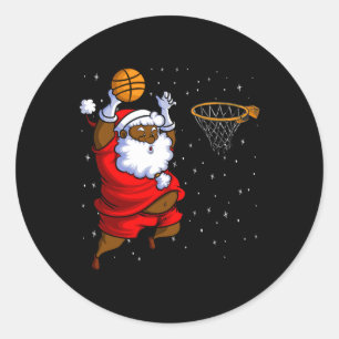 Kerst Bysketbyll Zwarte Afro-Amerikaanse Kerstman Ronde Sticker