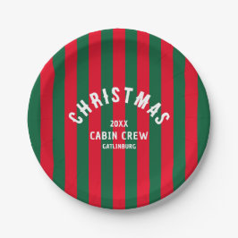 Kerst Cabin Crew Custom Green Red Stripe Papieren Bordje