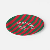 Kerst Cabin Crew Custom Green Red Stripe Papieren Bordje (Gekanteld)
