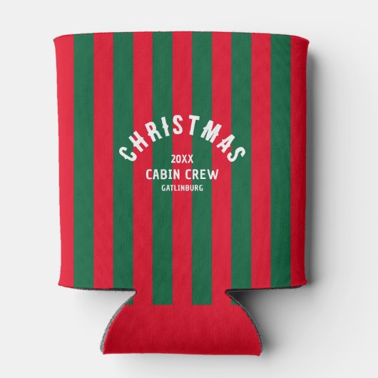 Kerst Cabin Crew Custom Red Green Stripe Blikjeskoeler (Achterkant)