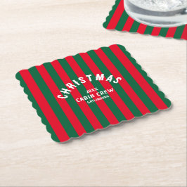 Kerst Cabin Crew Custom Red Green Stripe Kartonnen Onderzetters