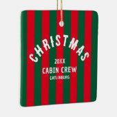 Kerst Cabin Crew Custom Red Green Stripe Keramisch Ornament (Rechts)