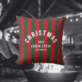 Kerst Cabin Crew Custom Red Green Stripe Kussen