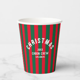 Kerst Cabin Crew Custom Red Green Stripe Papieren Bekers