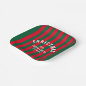 Kerst Cabin Crew Custom Red Green Stripe Papieren Bordje (Gebogen)