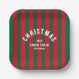 Kerst Cabin Crew Custom Red Green Stripe Papieren Bordje
