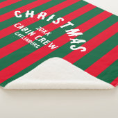 Kerst Cabin Crew Custom Red Green Stripe Sherpa Deken (3/4)