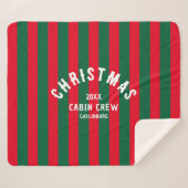 Kerst Cabin Crew Custom Red Green Stripe Sherpa Deken (Voorkant (horizontaal))