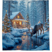 Kerst Cabin Douchegordijn (Voorkant)