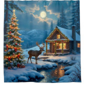 Kerst Cabin Douchegordijn (Voorkant)