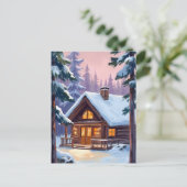Kerst Cabin Forest Winter Sneeuw Feestdagenkaart (Staand voorkant)