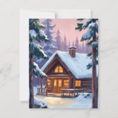 Kerst Cabin Forest Winter Sneeuw Feestdagenkaart (Voorkant)