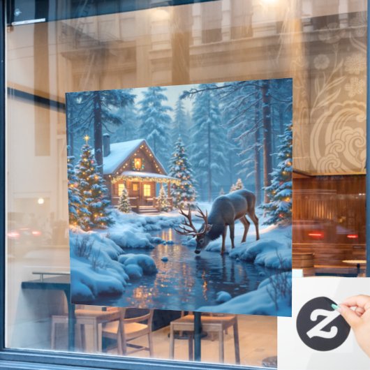 Kerst Cabin Window Cling Raamsticker (Cafe Raam)