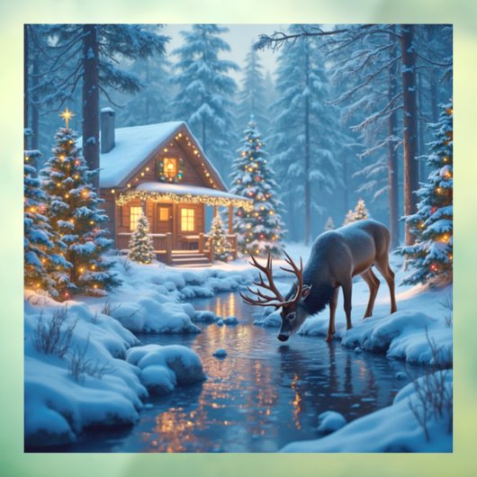 Kerst Cabin Window Cling Raamsticker (Vel 3)