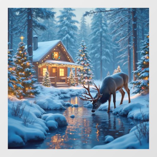 Kerst Cabin Window Cling Raamsticker (Vel)