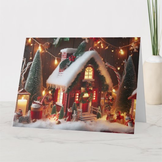 Kerst Cabine Vakantie Groet Kaart (Voorkant)