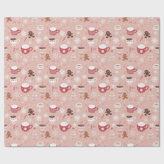 Kerst Cacao Cups & Gingerbread Cookies Cadeaupapier (Vlak)