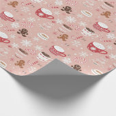 Kerst Cacao Cups & Gingerbread Cookies Cadeaupapier (Hoek)