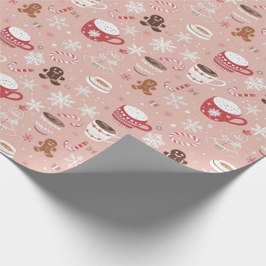 Kerst Cacao Cups & Gingerbread Cookies Cadeaupapier (Hoek)