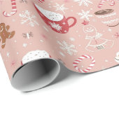 Kerst Cacao Cups & Gingerbread Cookies Cadeaupapier (Rol Hoek)