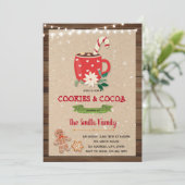 Kerst cacao en koekjes thema uitnodiging (Staand voorkant)