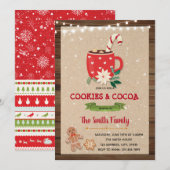 Kerst cacao en koekjes thema uitnodiging (Voorkant / Achterkant)