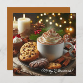 Kerst cacao en koekjes Vrolijk kerstfeest Feestdagenkaart (Voorkant / Achterkant)
