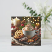 Kerst cacao en koekjes Vrolijk kerstfeest Feestdagenkaart (Staand voorkant)