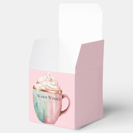 Kerst Cacao Goud Blush Roze Munt Warm Wishes Bedankdoosjes (Geopend)