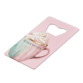 Kerst Cacao Goud Blush Roze Munt Warm Wishes Creditkaart Flessenopener (Voorkant Gekanteld)