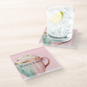 Kerst Cacao Goud Blush Roze Munt Warm Wishes Glazen Onderzetter (Schuin)