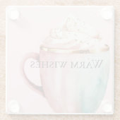 Kerst Cacao Goud Blush Roze Munt Warm Wishes Glazen Onderzetter (Achterkant)