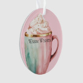 Kerst Cacao Goud Blush Roze Munt Warm Wishes Ornament (voorkant)