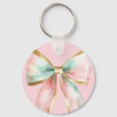 Kerst Cacao Goud Blush Roze Munt Warm Wishes Sleutelhanger (Achterkant)