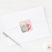 Kerst Cacao Goud Blush Roze Munt Warm Wishes Vierkante Sticker (Envelop)