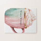 Kerst Cacao Goud Roze Munt Warm Wishes Legpuzzel (Horizontaal)