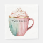 Kerst Cacao Goud Roze Munt Warm Wishes Servet (Voorkant)