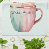 Kerst Cacao Goud Roze Munt Warm Wishes Theedoek (Gevouwen)