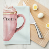 Kerst Cacao Goud Roze Munt Warm Wishes Theedoek (Quarter Fold)