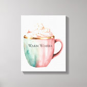Kerst Cacao Roze Munt Warm Wishes Canvas Afdruk (Voorkant)