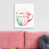 Kerst Cacao Roze Munt Warm Wishes Canvas Afdruk (Insitu (Woonkamer))