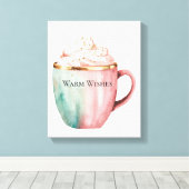 Kerst Cacao Roze Munt Warm Wishes Canvas Afdruk (Insitu (Houten vloer))