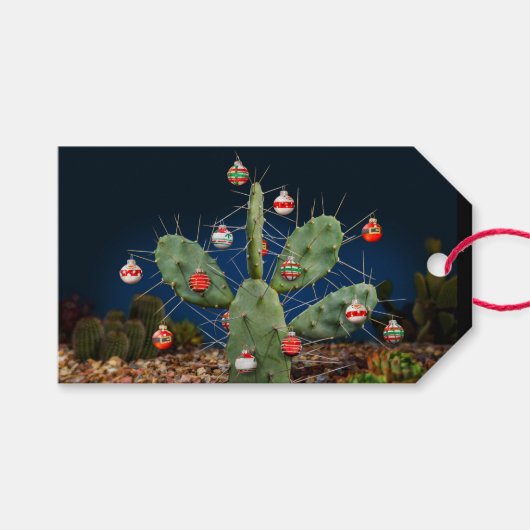 Kerst Cactus Ballen Cadeaulabel (Voorkant (Horizontaal))