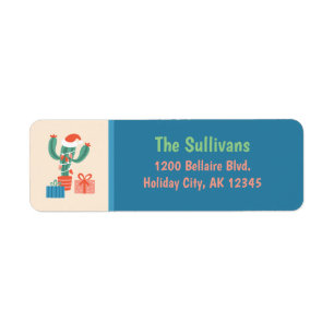 Kerst Cactus en Cadeaus Retouradres Etiket