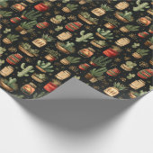 Kerst Cactus Holiday Jam Rustiek Western Cadeaupapier (Hoek)